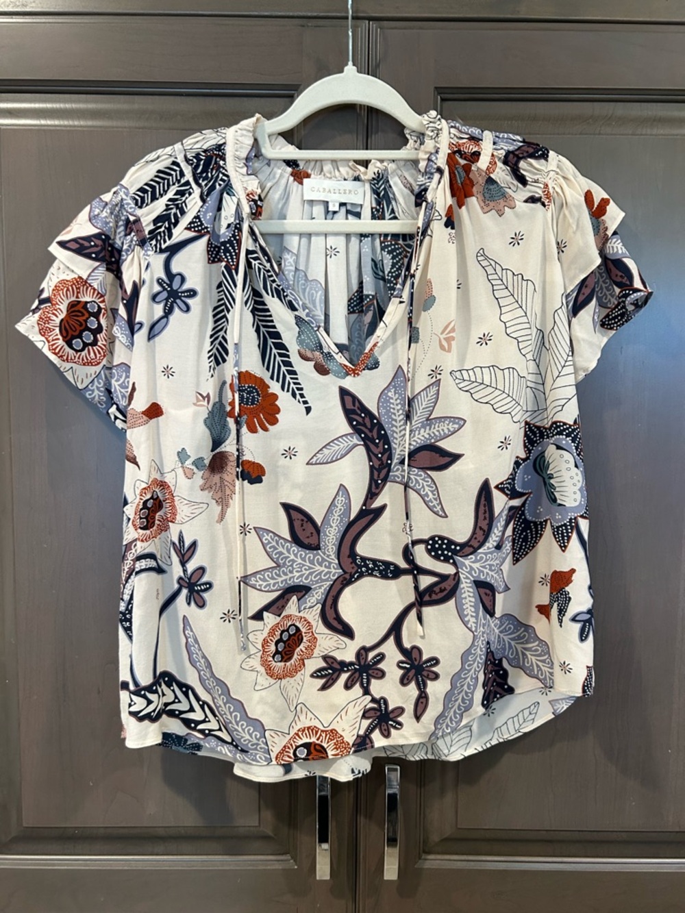 Caballero Miki Long Sleeve Blouse in African Sunset, Size S